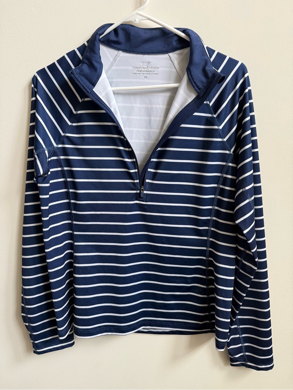 NWOT Vineyard Vines Performance Quarter Zip Top Navy Blue w/ White Stripes - S